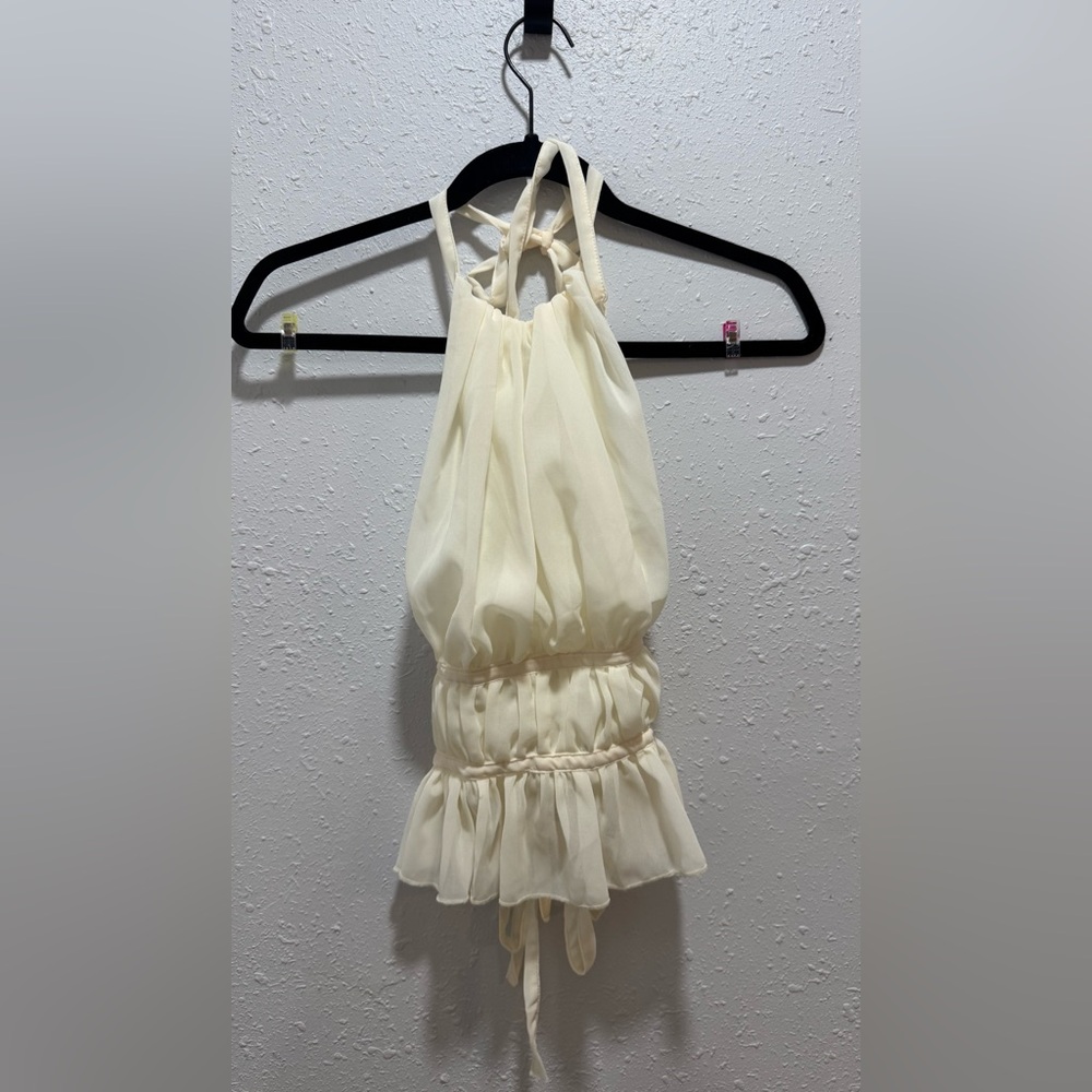 Elegant Cream Halter Tank Top